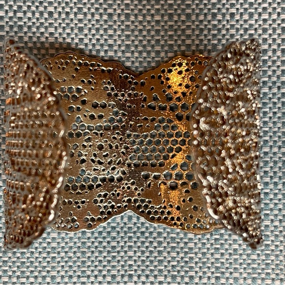 AURELIE BIDERMANN Rose Gold Lace Cuff Bracelet Authentic Jewelry France Like New - Picture 8 of 14